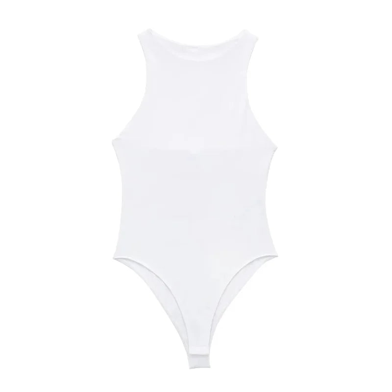 MUJER 2025 Black White Body Woman Sleeveless Tight Bodysuit Women Summer Y2k One Piece Bodysuit Lingerie Sexy Tops For Women