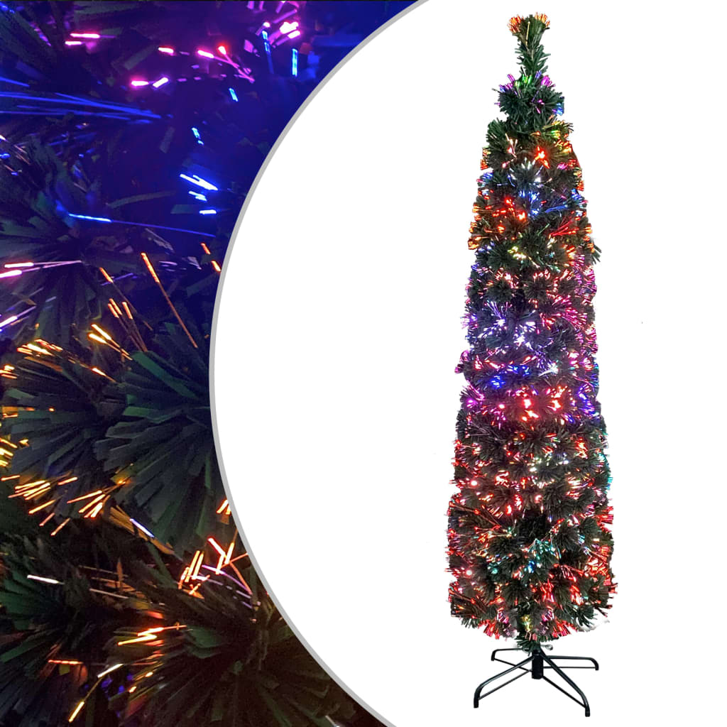 vidaXL Christmas Tree Decoration Artificial Slim Tree with Stand Fiber Optic-8