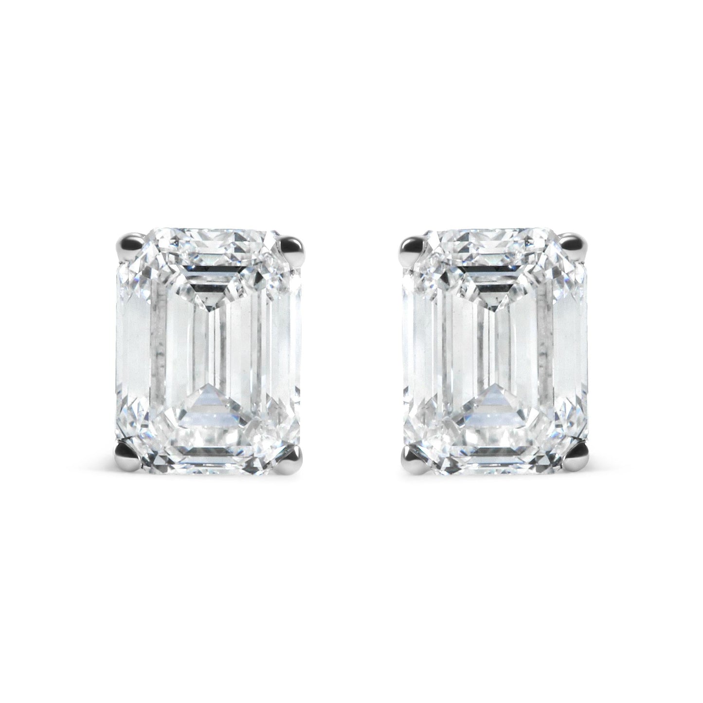 14K White Gold 2.0 Cttw Emerald Cut Lab Grown Diamond Solitaire Stud Earrings (G-H Color, VS1-VS2 Clarity)-0