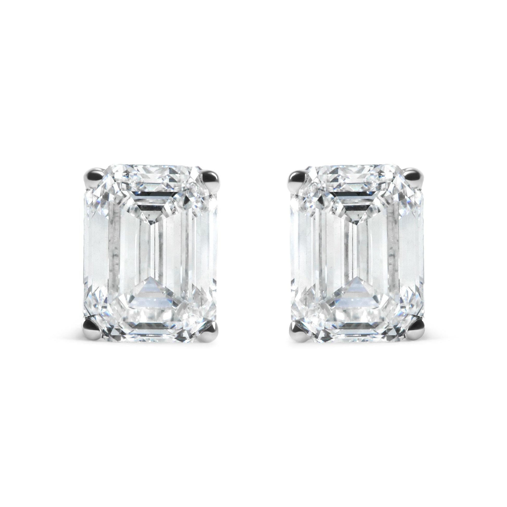 14K White Gold 2.0 Cttw Emerald Cut Lab Grown Diamond Solitaire Stud Earrings (G-H Color, VS1-VS2 Clarity)-0