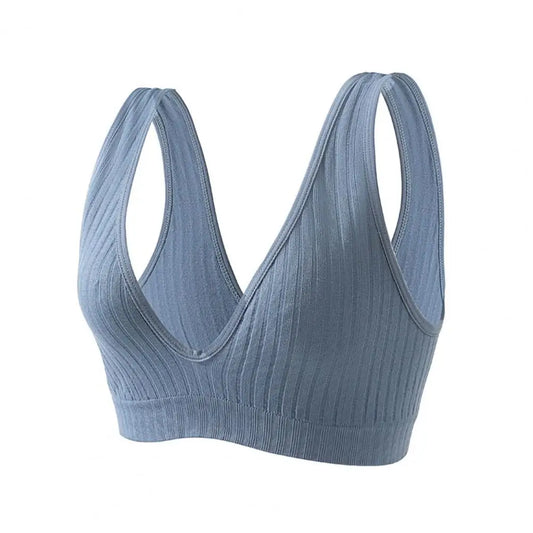 Sexy Seamless Sport Bra Bra Wire Free Rib Brassiere Women's Plunge Bralette Underwear Top Female Comfy Lingerie Small Breasts