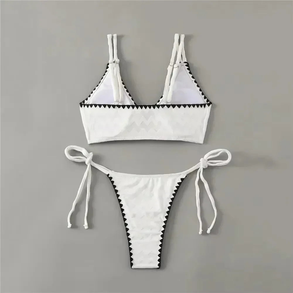 Sexy White Backless Swimwear Women 2024 One Piece Swimsuit  Bathing Suit String Halter Swimming Wear Bather