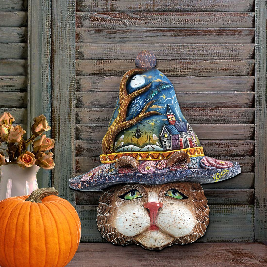 Halloween Eve Cat Halloween Door Decor by G. DeBrekht - Thanksgiving Halloween Decor - 8161039H-2