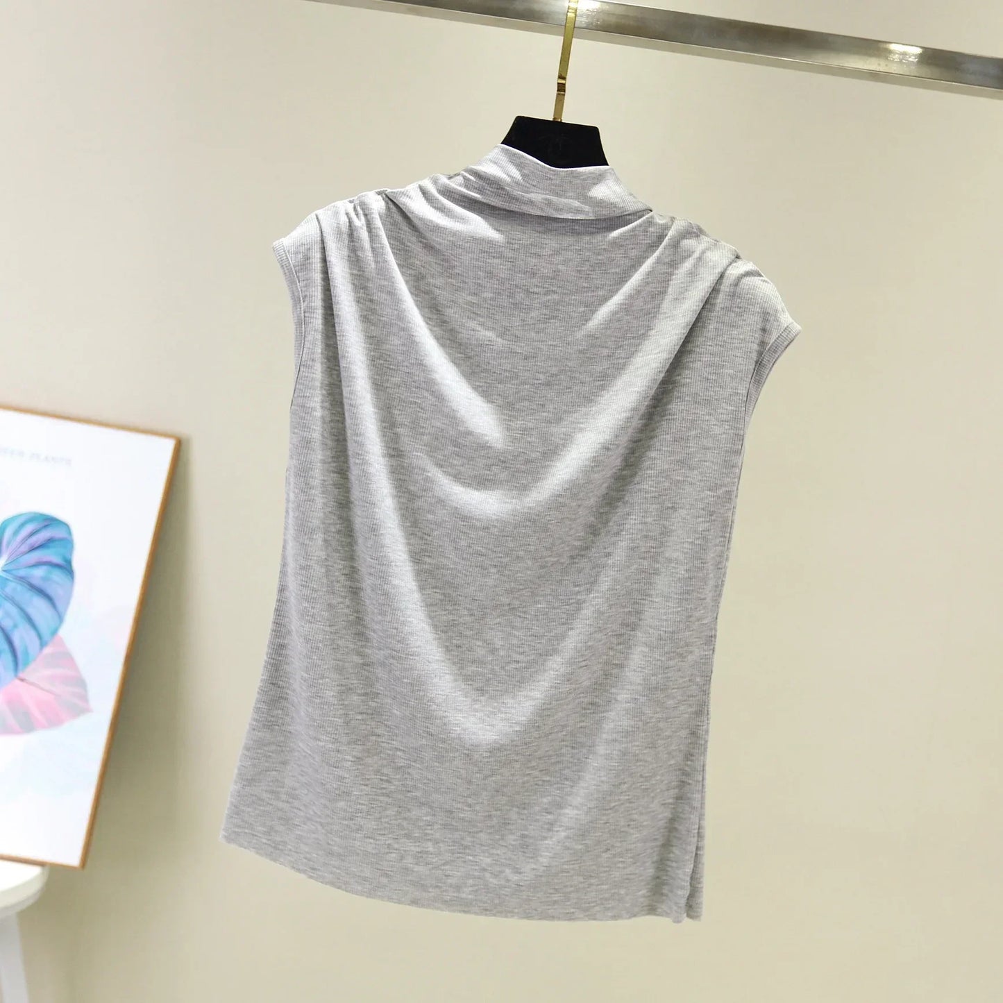 Summer High Collar Undershirt Girls Turtleneck Female Tee Shirt Sleeveless T-shirt Korean Loose Casual Women Tshirt Modal Tops