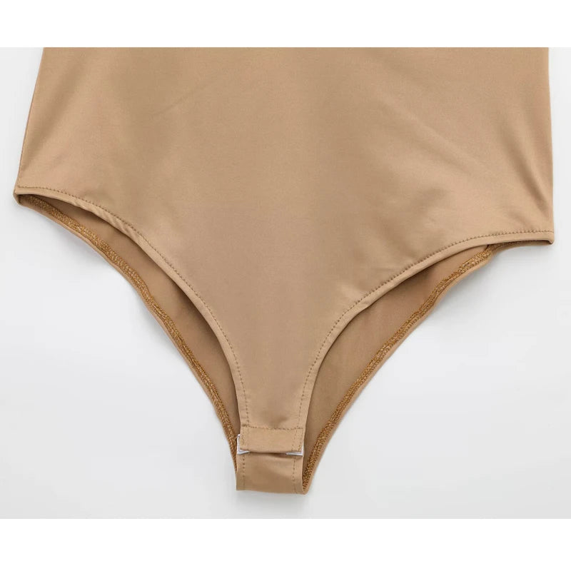 MUJER Sexy Satin Bodysuit Women Backless Bustier Top Women Sexy Outfits Lingerie Bodys for Women Sleeveless Women's Top Bodysuit