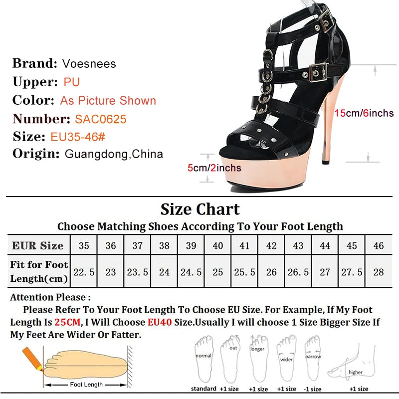 Women Sandals Shoes Roman Hollow 15CM High Stripper Heeled Pole Dance Shoes Nightclub Open Toe Ladies Platform Club Queen Sandal