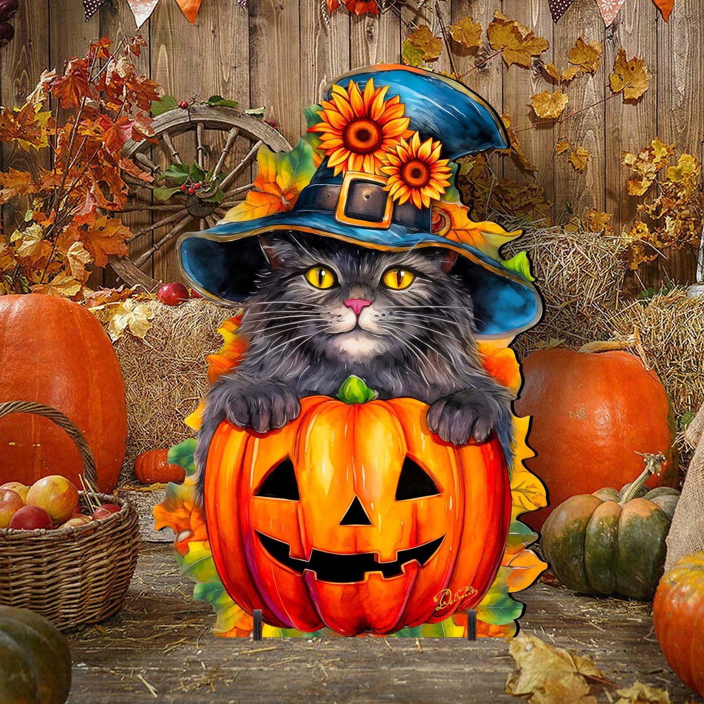 Halloween Black Cat Freestanding Decor - Halloween Outdoor Decor by G. Debrekht - Halloween Decor- 8652794F-1