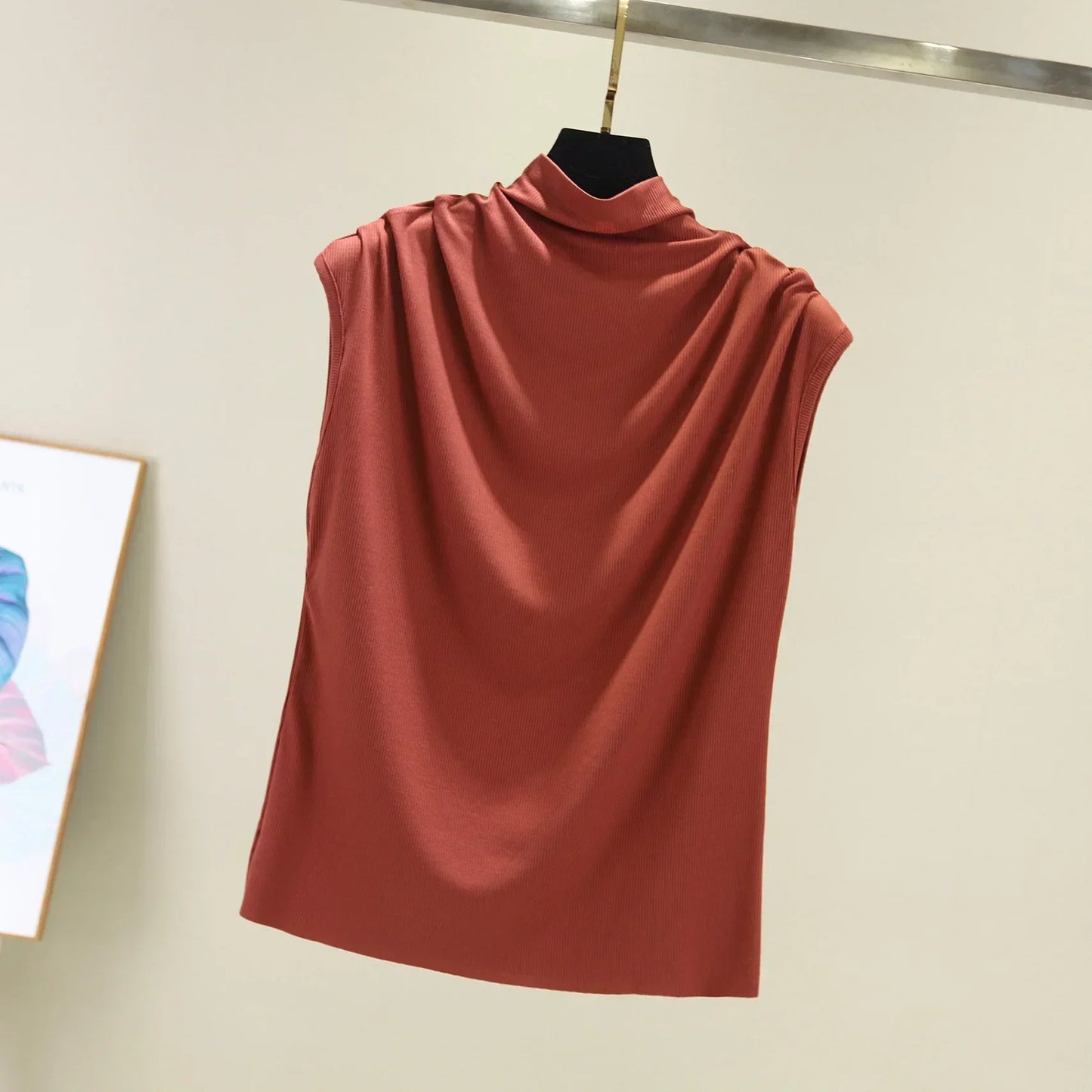 Summer High Collar Undershirt Girls Turtleneck Female Tee Shirt Sleeveless T-shirt Korean Loose Casual Women Tshirt Modal Tops