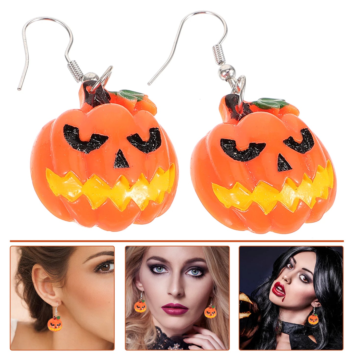 1 Pair Halloween Pumpkin Fall For Girls Party Costume Accessories Festival Cosplay Decorative Ear Jewelries Halloween Dangle