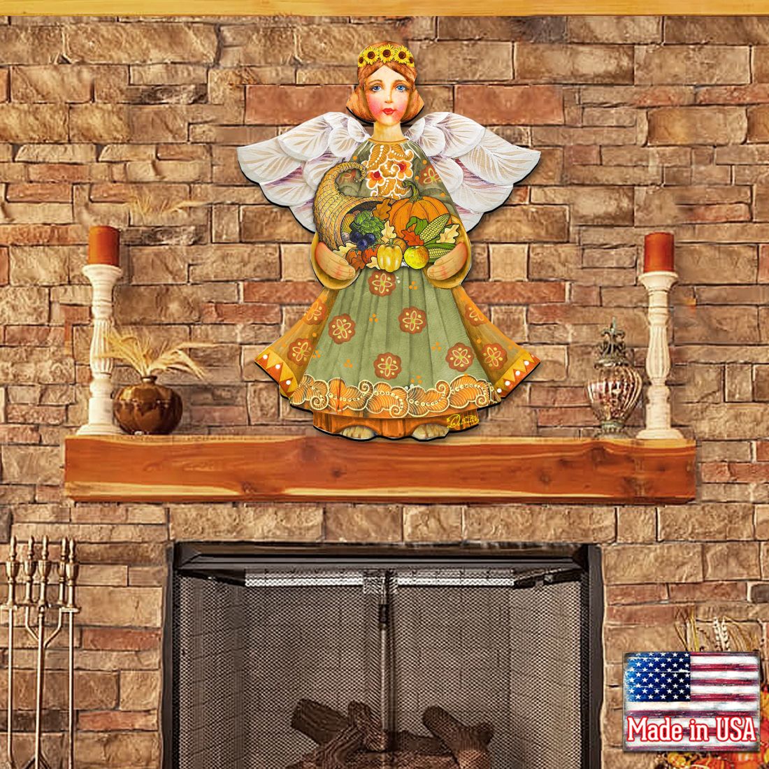 Fall Angel Thanksgiving Halloween Door Decor by G. DeBrekht - Thanksgiving Halloween Decor - 8155232H-2