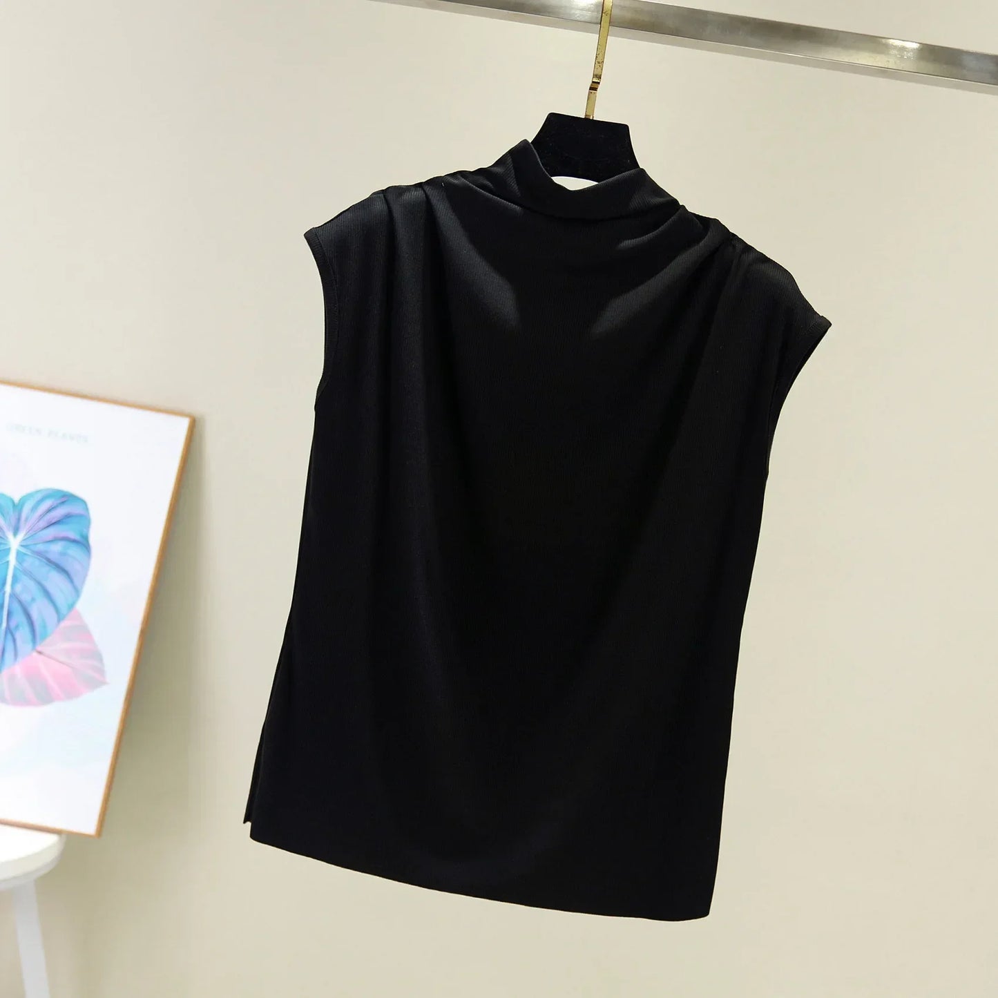 Summer High Collar Undershirt Girls Turtleneck Female Tee Shirt Sleeveless T-shirt Korean Loose Casual Women Tshirt Modal Tops