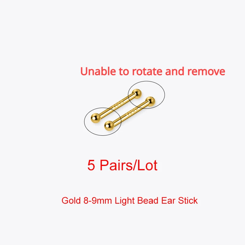 SOFTPIG 5 Pairs/Lot Real 925 Sterling Silver Single Zircon Ear Hole Bead Stud Earrings For Women Classic Minimalist Fine Jewelry