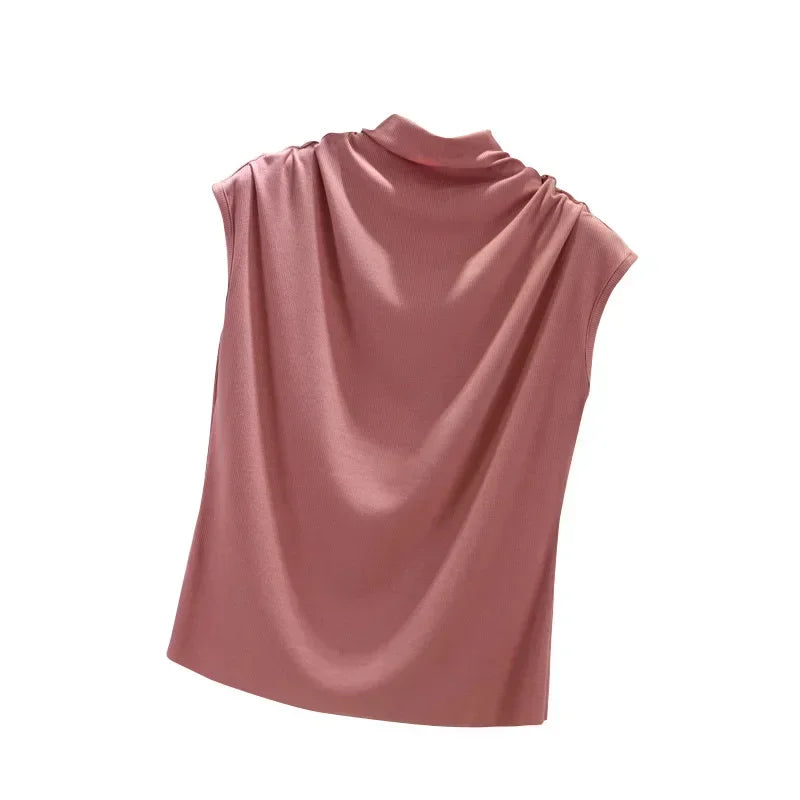 Summer High Collar Undershirt Girls Turtleneck Female Tee Shirt Sleeveless T-shirt Korean Loose Casual Women Tshirt Modal Tops