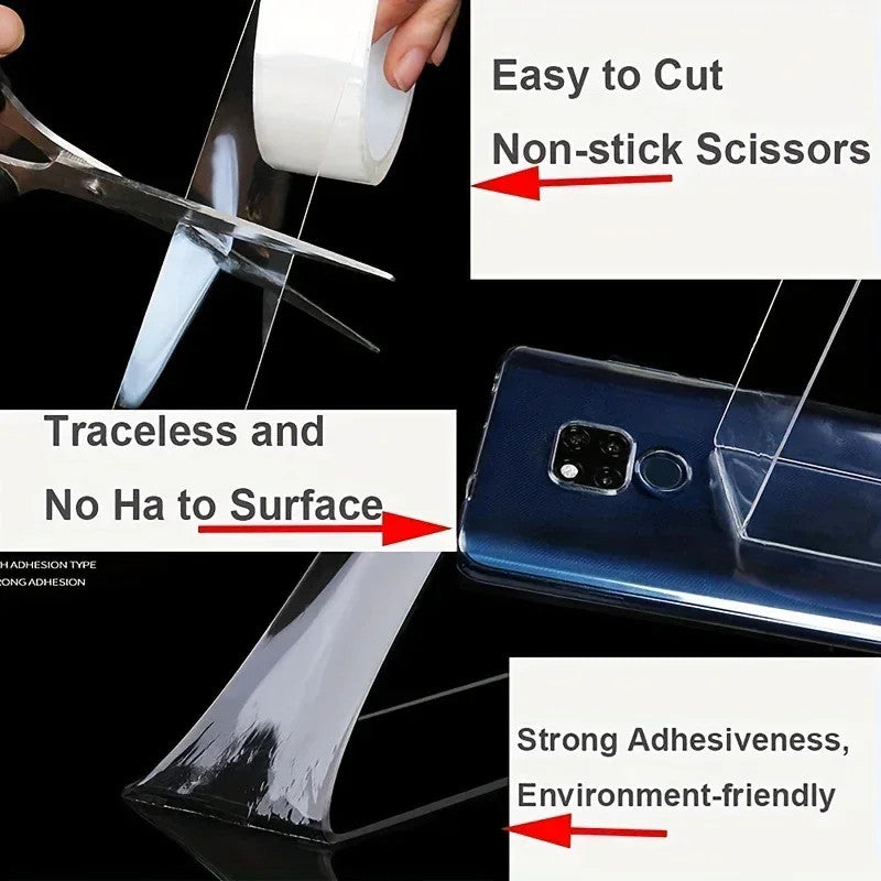 5m/3/2m/1m Nano Tape Extra Strong Double Sided Adhesive Tape Transparent No