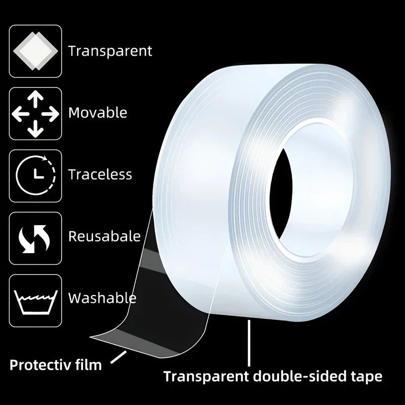 5m/3/2m/1m Nano Tape Extra Strong Double Sided Adhesive Tape Transparent No