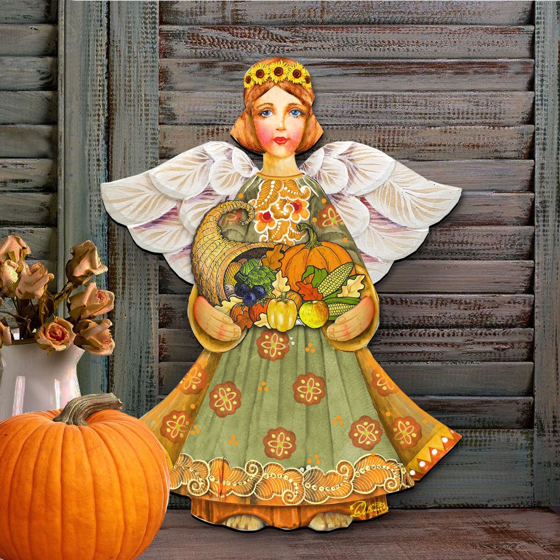 Fall Angel Thanksgiving Halloween Door Decor by G. DeBrekht - Thanksgiving Halloween Decor - 8155232H-3