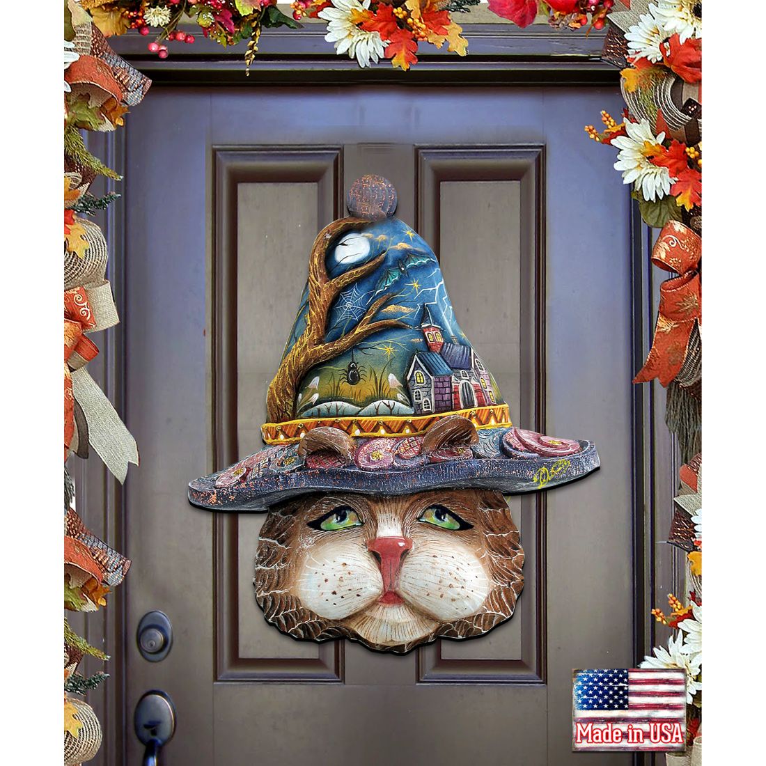 Halloween Eve Cat Halloween Door Decor by G. DeBrekht - Thanksgiving Halloween Decor - 8161039H-0