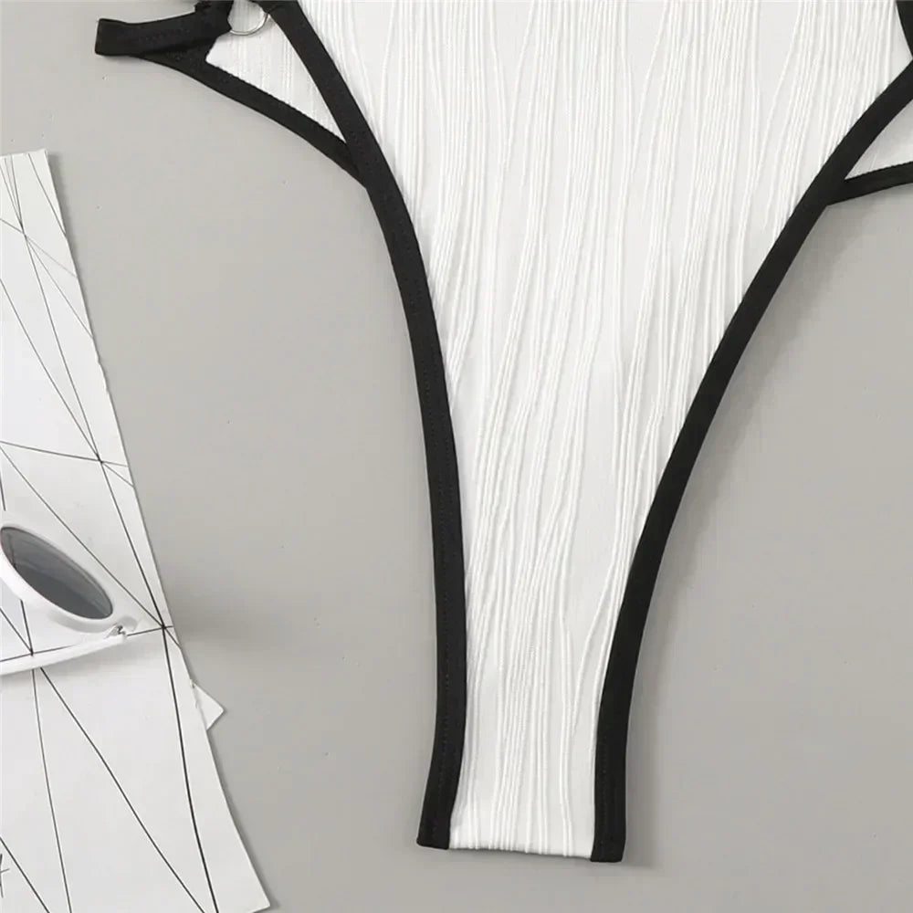 Sexy White Backless Swimwear Women 2024 One Piece Swimsuit  Bathing Suit String Halter Swimming Wear Bather