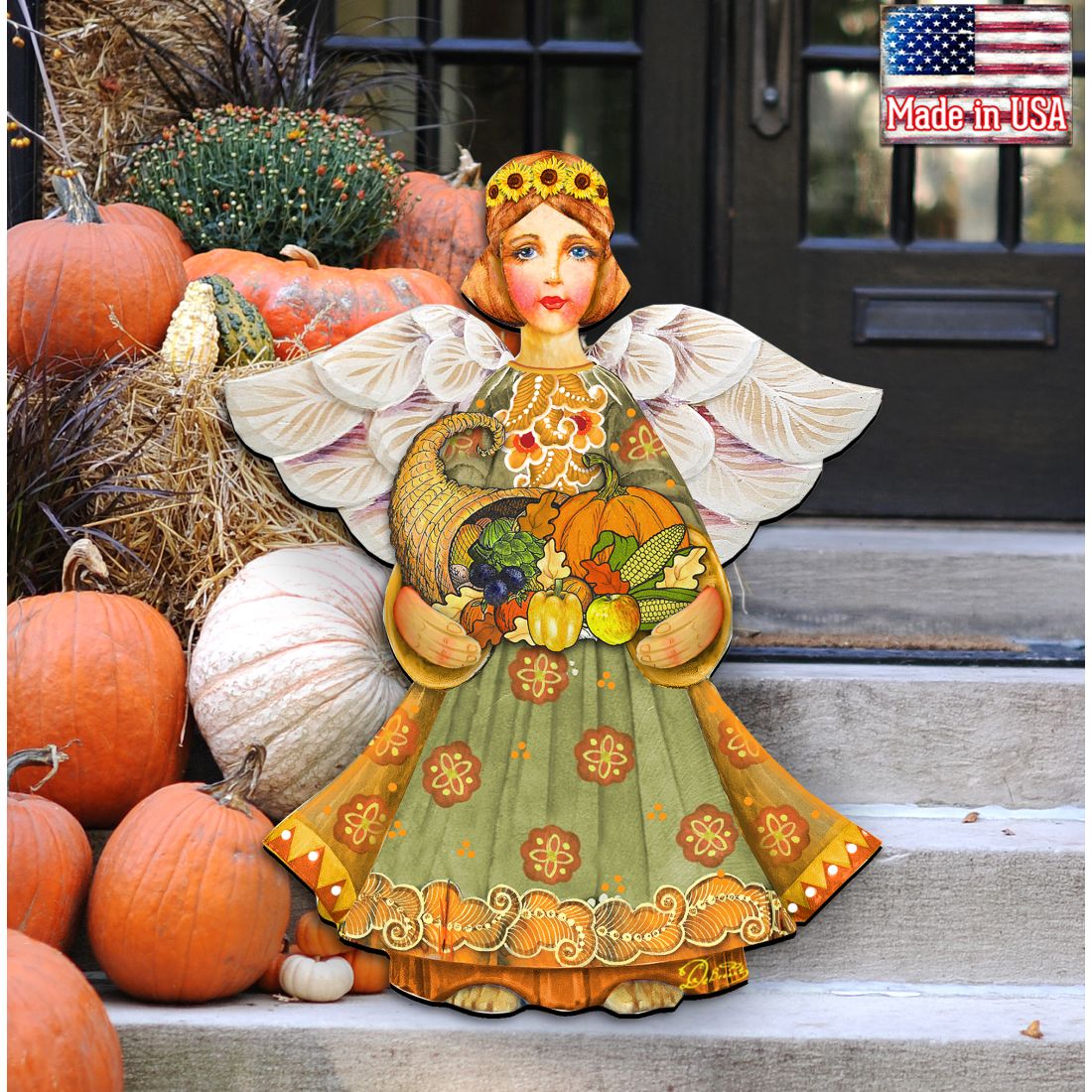 Fall Angel Thanksgiving Halloween Door Decor by G. DeBrekht - Thanksgiving Halloween Decor - 8155232H-1