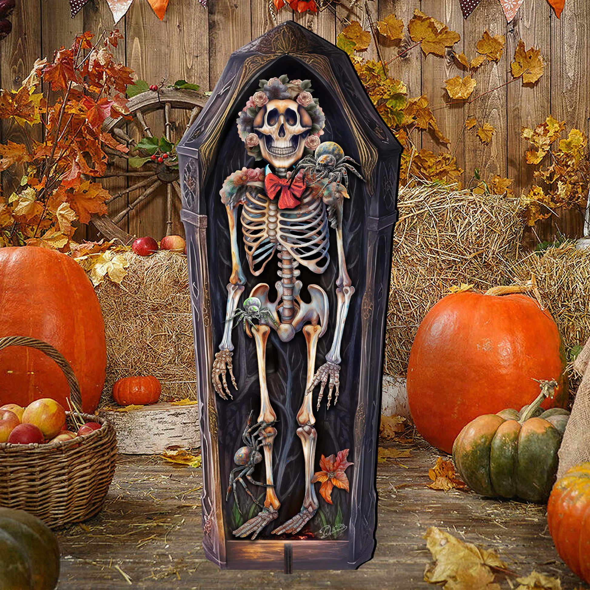 Halloween Skeleton Coffin Freestanding Decor - Halloween Garden Decor by G. Debrekht - Halloween Decor- 8652797F-1