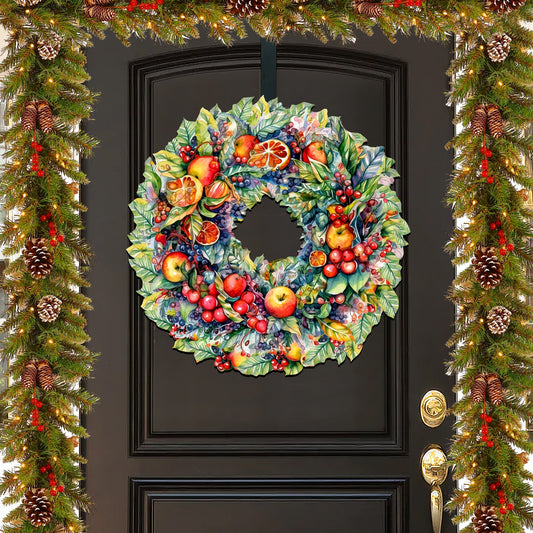 Summer Harvest Fruit Wreath Holiday Door Decor by G. Debrekht - Fall Halloween Decor - 8611071H-0