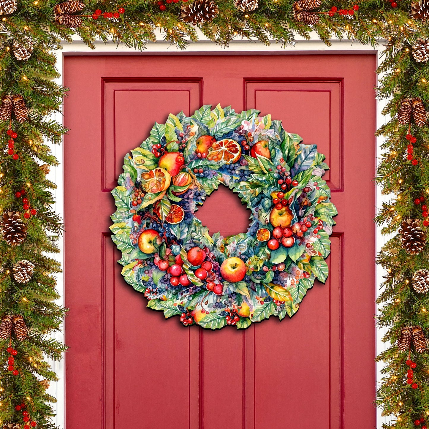 Summer Harvest Fruit Wreath Holiday Door Decor by G. Debrekht - Fall Halloween Decor - 8611071H-1