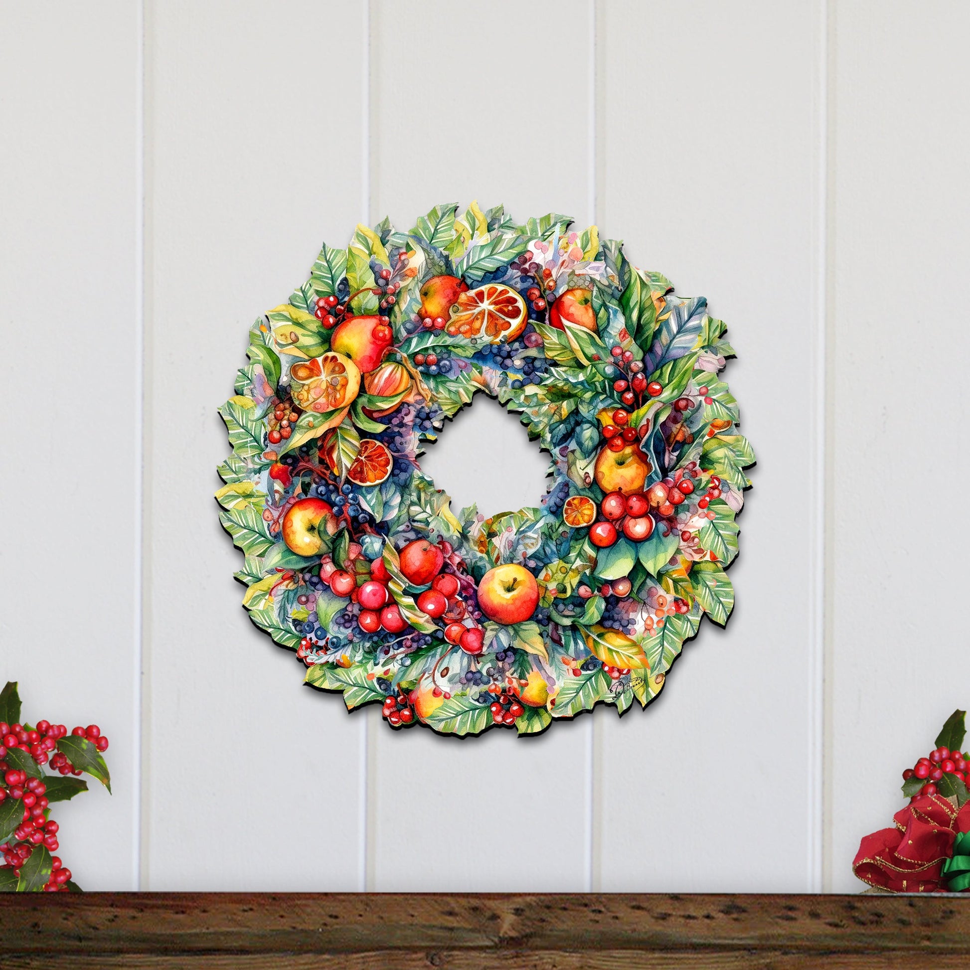 Summer Harvest Fruit Wreath Holiday Door Decor by G. Debrekht - Fall Halloween Decor - 8611071H-3