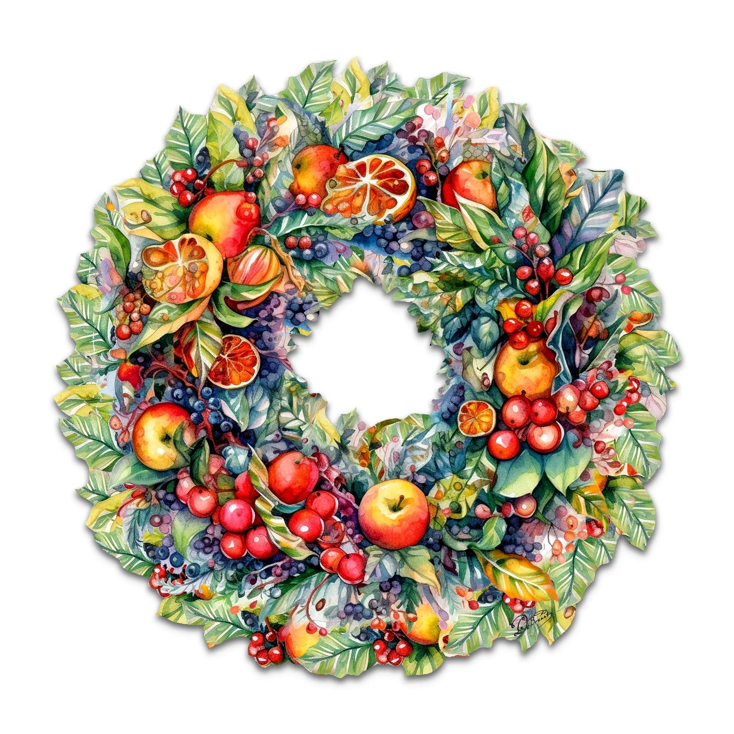 Summer Harvest Fruit Wreath Holiday Door Decor by G. Debrekht - Fall Halloween Decor - 8611071H-4
