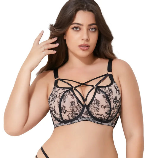 plus Size Bra Women's Full Cup Breathable Anti-Sagging Underwear Comfortable plus Size Lingerie Large Breast Concealment