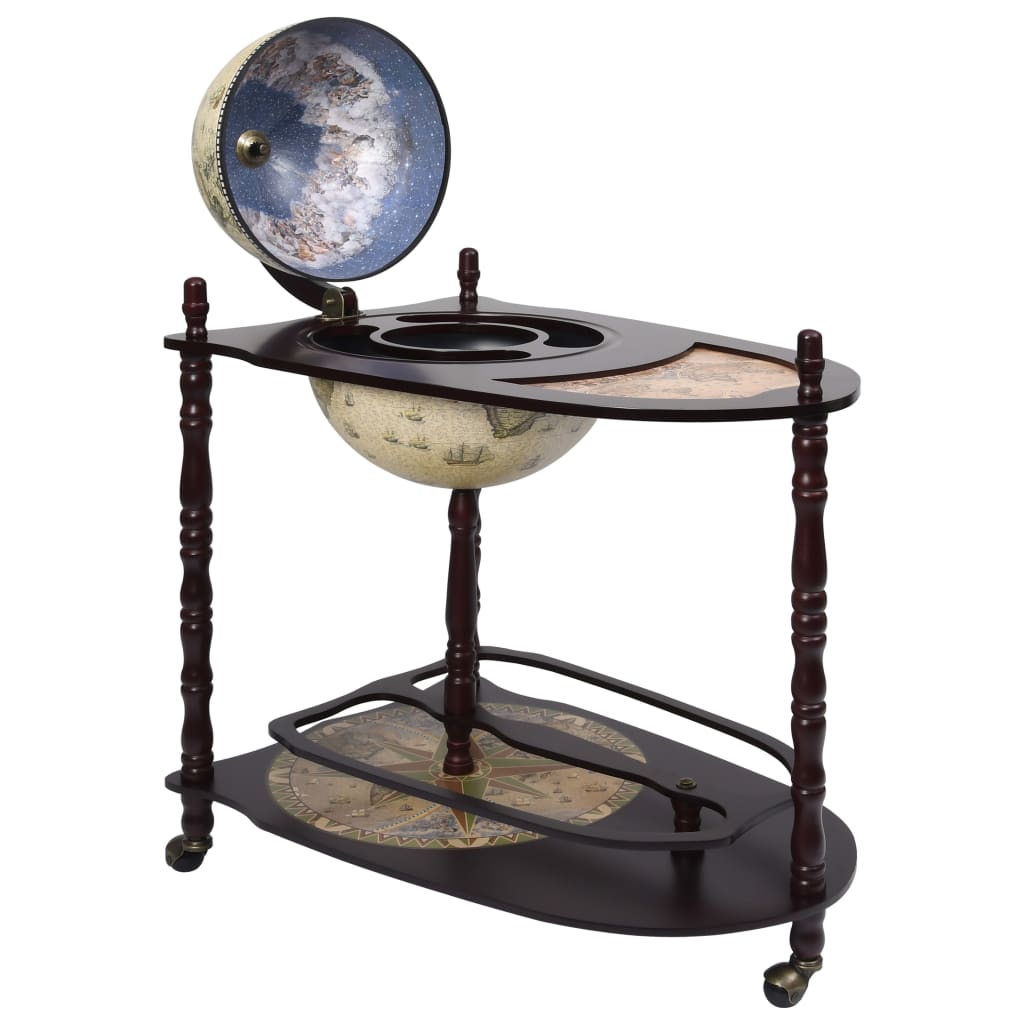 vidaXL Globe Bar Cart Globe Wine Bar Liquor Bar Cabinet Solid Eucalyptus Wood-1