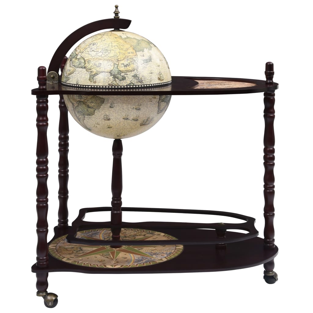 vidaXL Globe Bar Cart Globe Wine Bar Liquor Bar Cabinet Solid Eucalyptus Wood-2