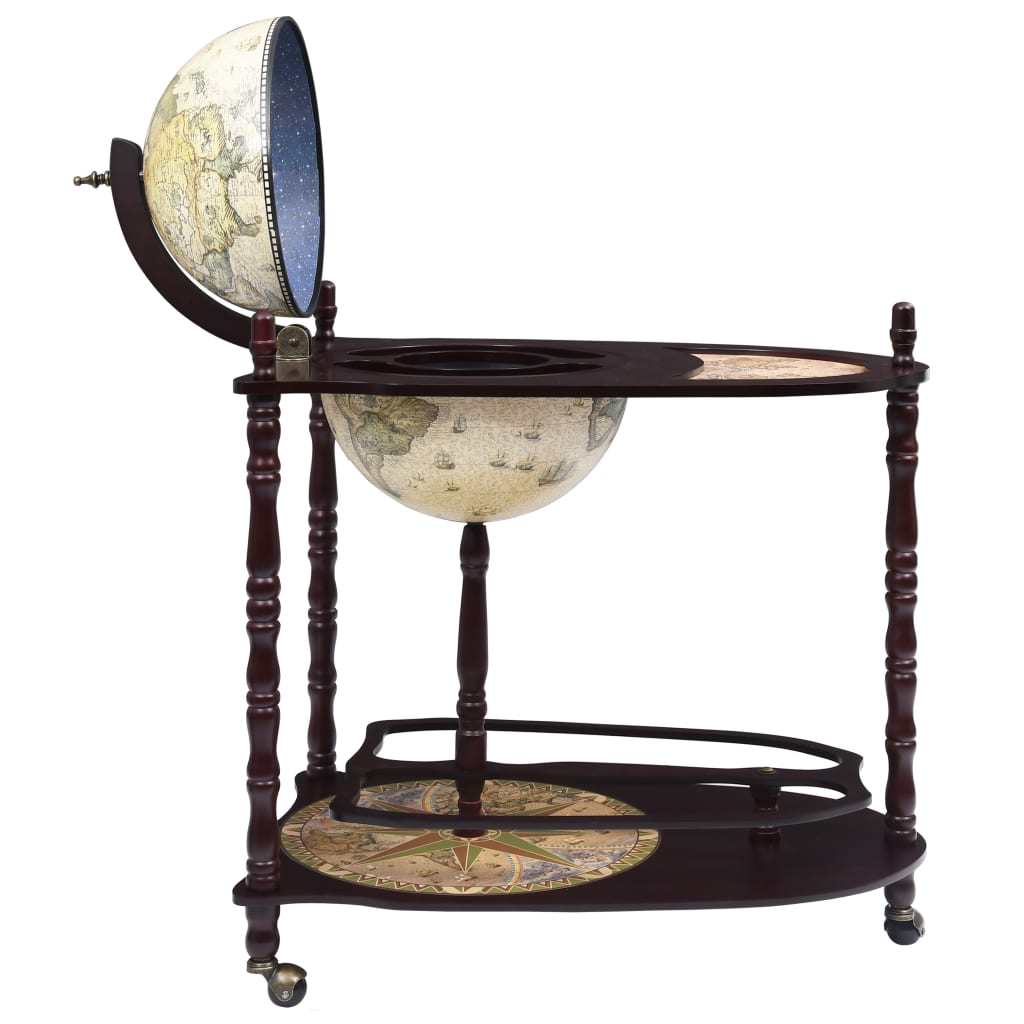 vidaXL Globe Bar Cart Globe Wine Bar Liquor Bar Cabinet Solid Eucalyptus Wood-3