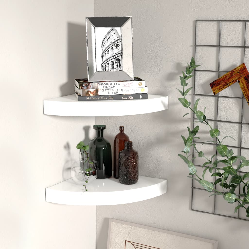 vidaXL Wall Corner Shelf Floating Corner Shelf Wall Mounted Display Shelf-35