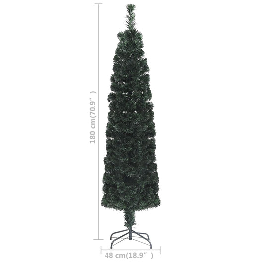 vidaXL Christmas Tree Decoration Artificial Slim Tree with Stand Fiber Optic-0