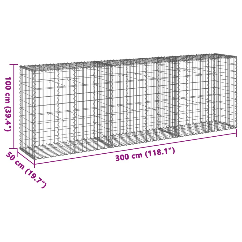 vidaXL Gabion Basket with Cover 39.4"x19.7"x39.4" Galvanized Iron-40