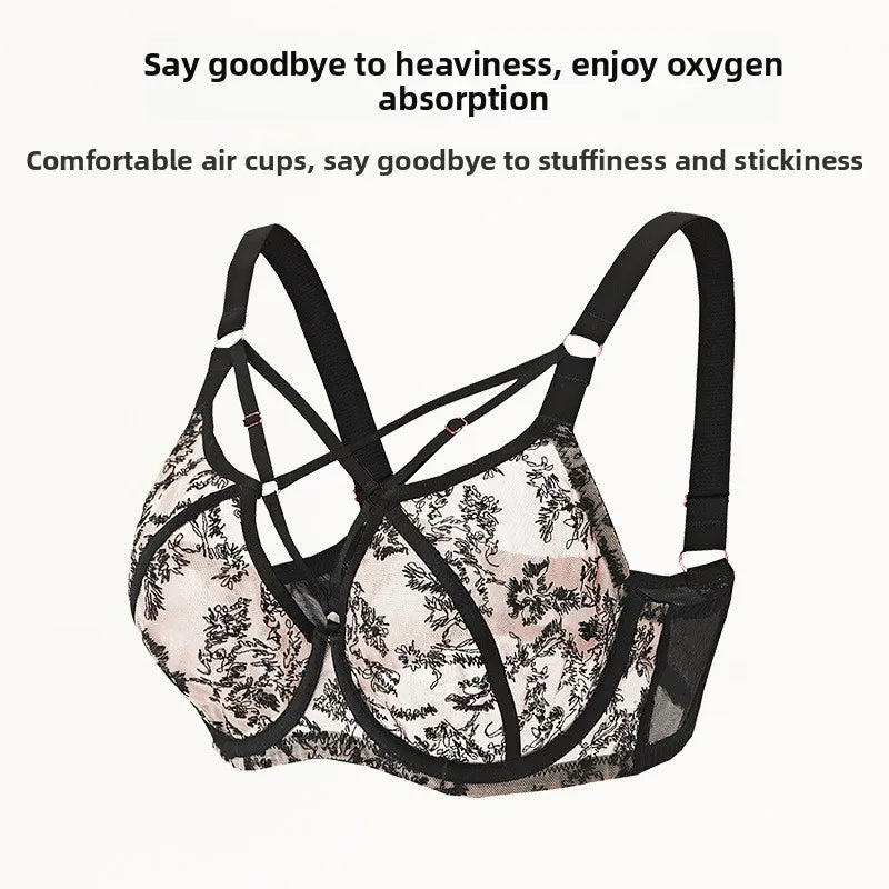 plus Size Bra Women's Full Cup Breathable Anti-Sagging Underwear Comfortable plus Size Lingerie Large Breast Concealment