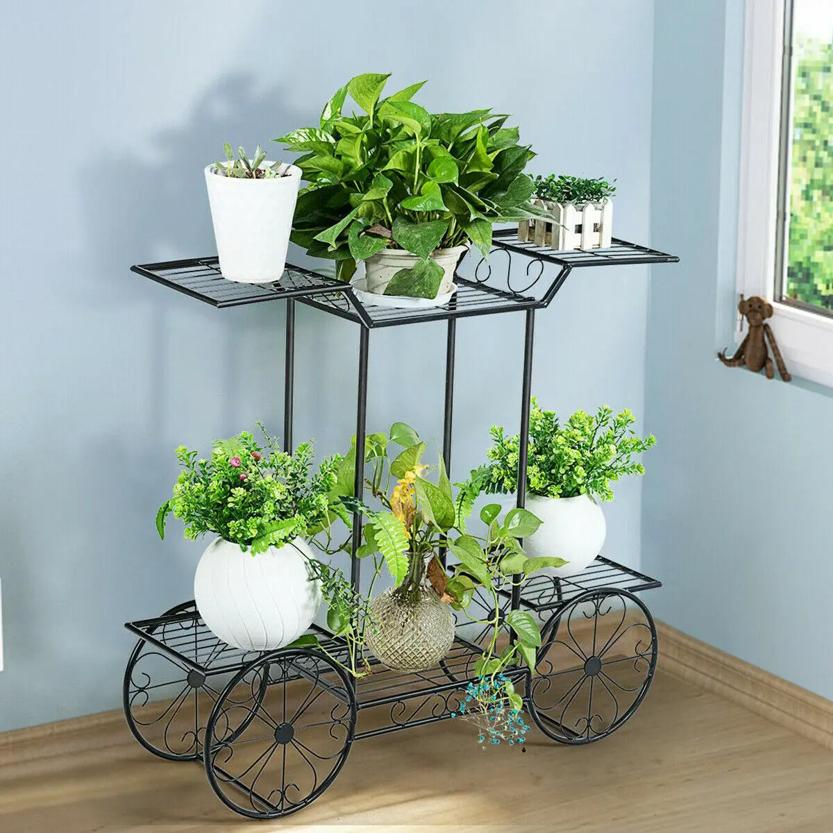 Large Metal Plant Stand Indoor 6 Tier Garden Cart-4
