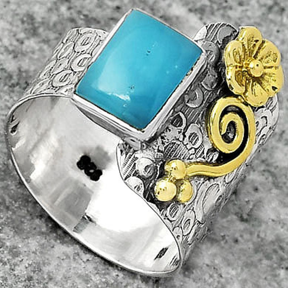 Two Tone - Natural Smithsonite Ring size-8 R-1681 SDR161327-2