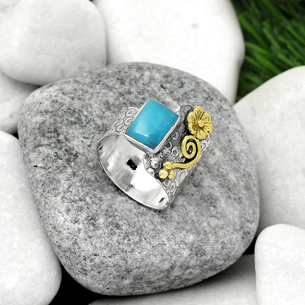 Two Tone - Natural Smithsonite Ring size-8 R-1681 SDR161327-1