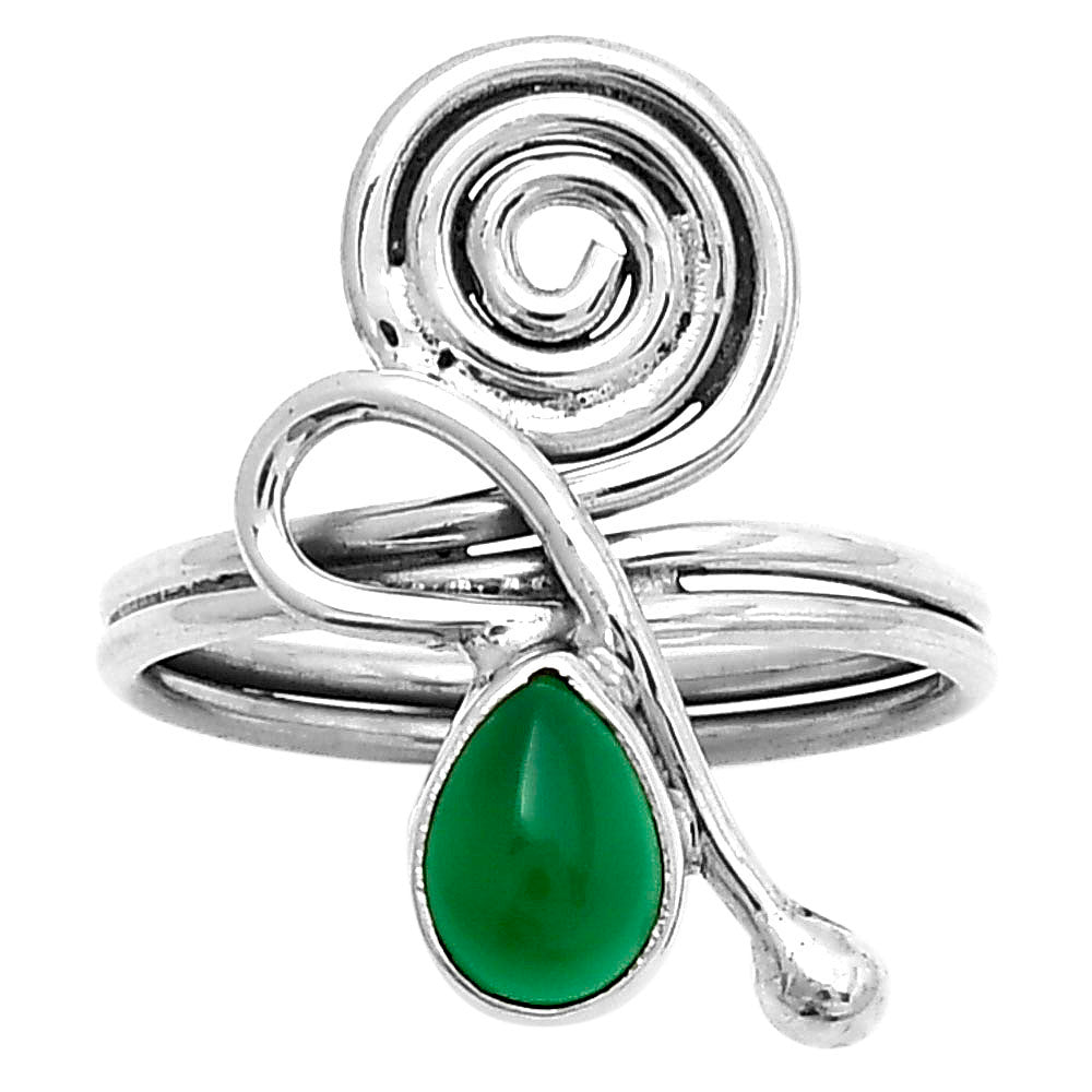 Spiral - Natural Green Onyx Ring size-7 R-1556 SDR172690-0