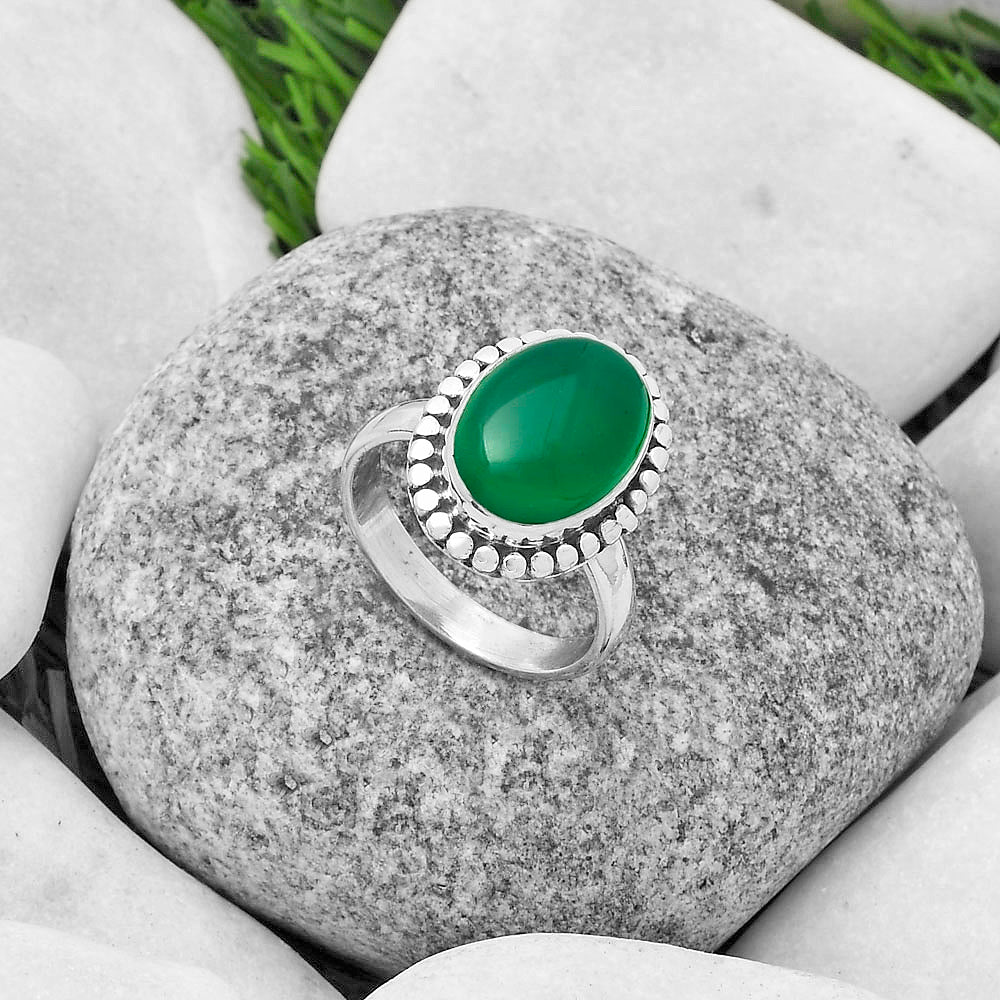 Natural Green Onyx Ring size-7.5 R-1071 SDR174553-1