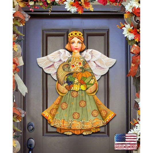 Fall Angel Thanksgiving Halloween Door Decor by G. DeBrekht - Thanksgiving Halloween Decor - 8155232H-0