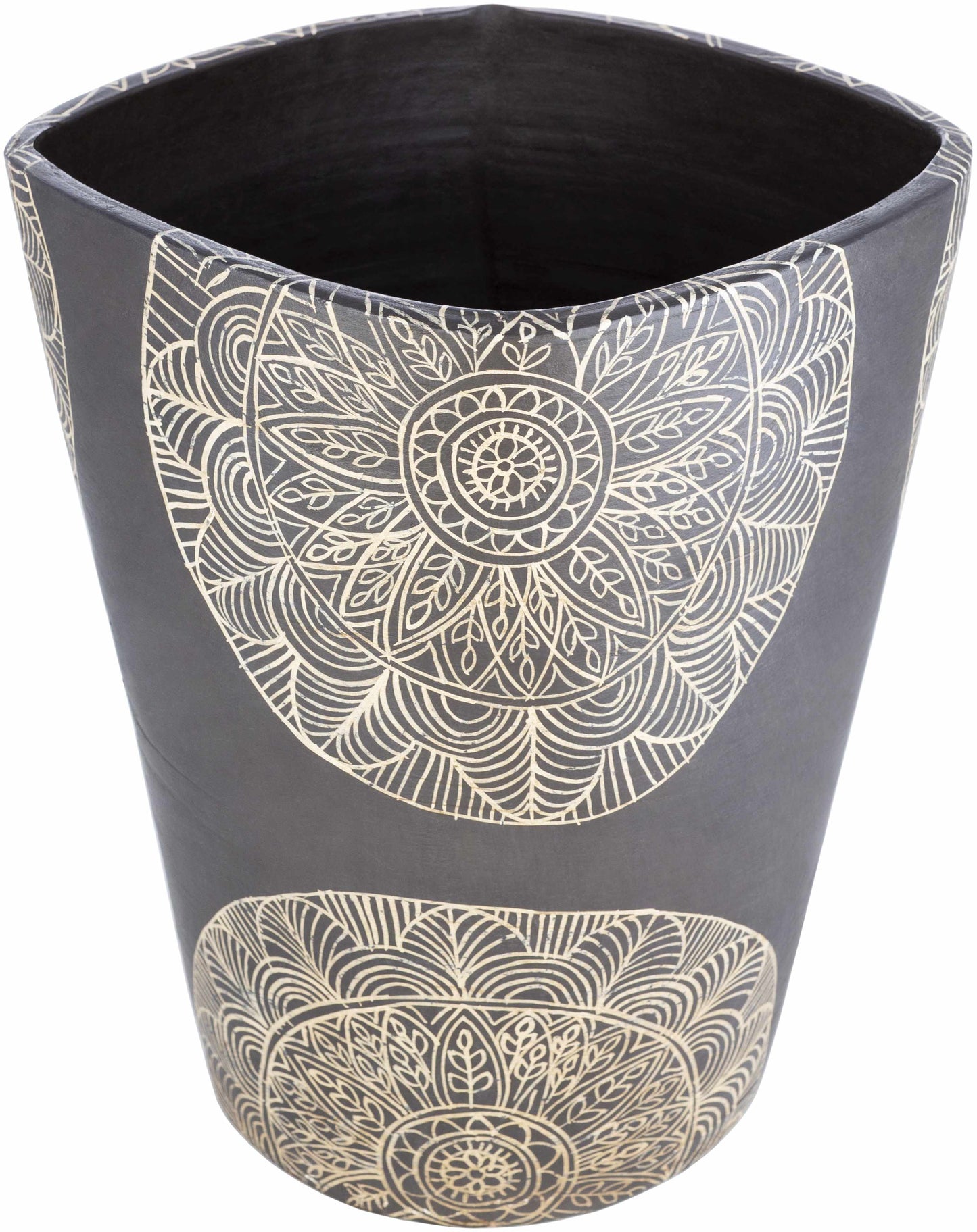 Hearst Terracotta Geometric Black Planter-0