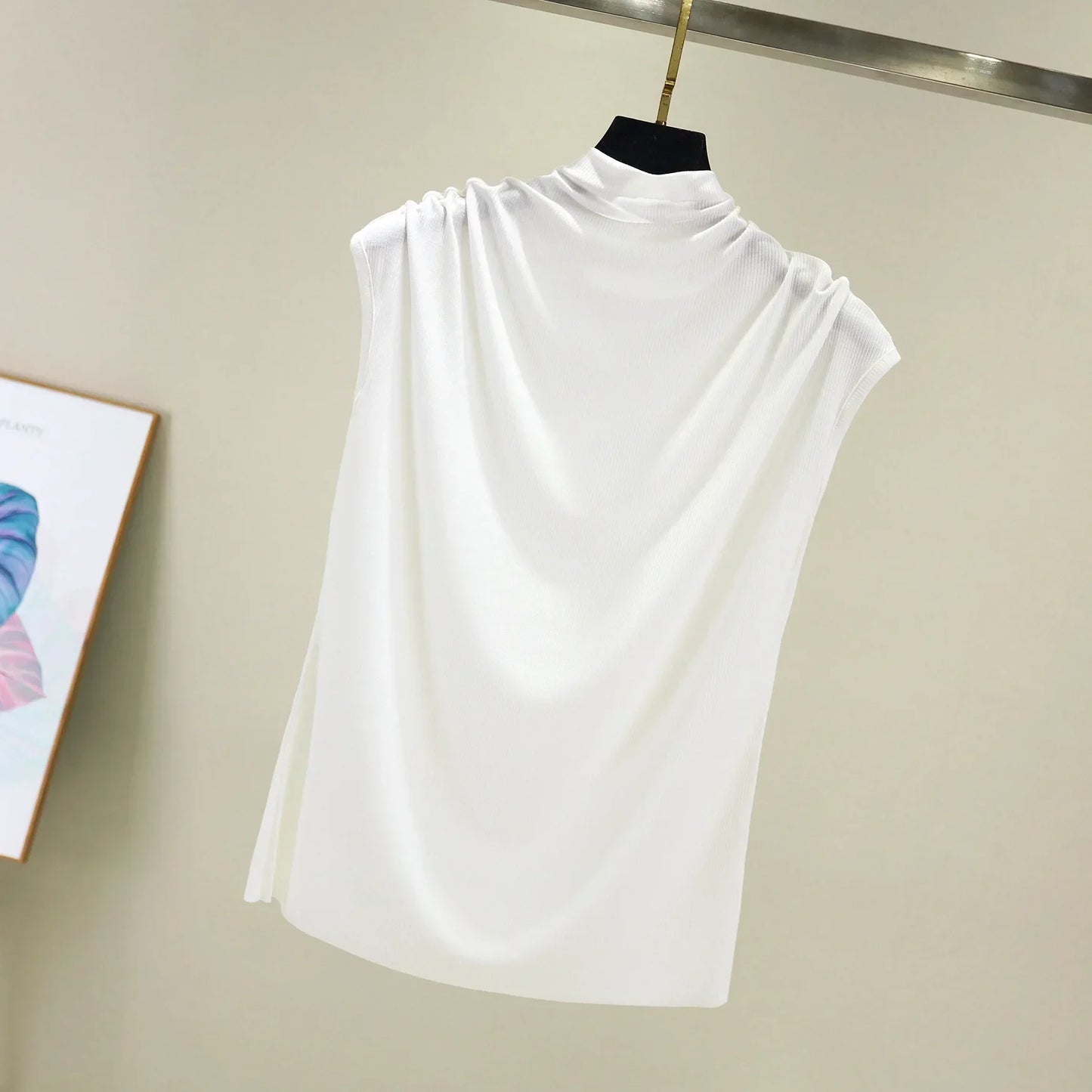 Summer High Collar Undershirt Girls Turtleneck Female Tee Shirt Sleeveless T-shirt Korean Loose Casual Women Tshirt Modal Tops