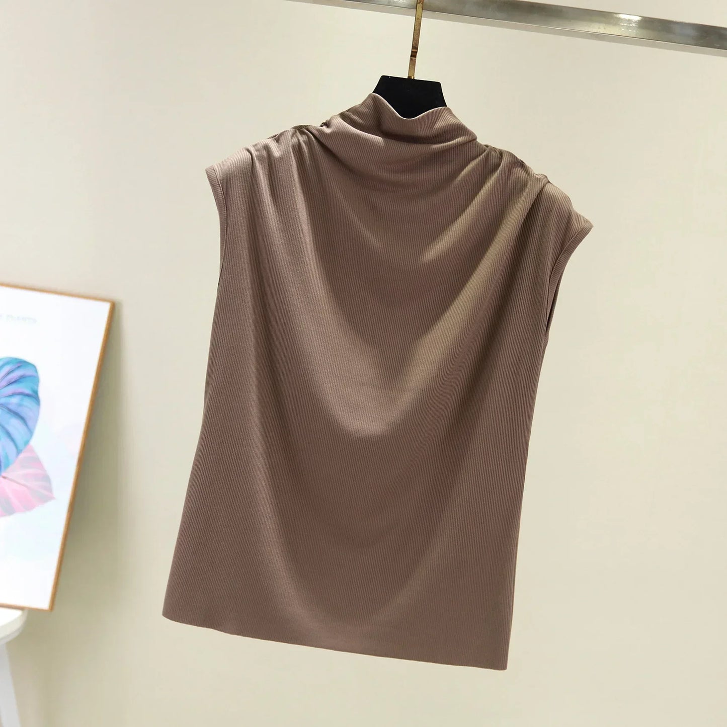 Summer High Collar Undershirt Girls Turtleneck Female Tee Shirt Sleeveless T-shirt Korean Loose Casual Women Tshirt Modal Tops