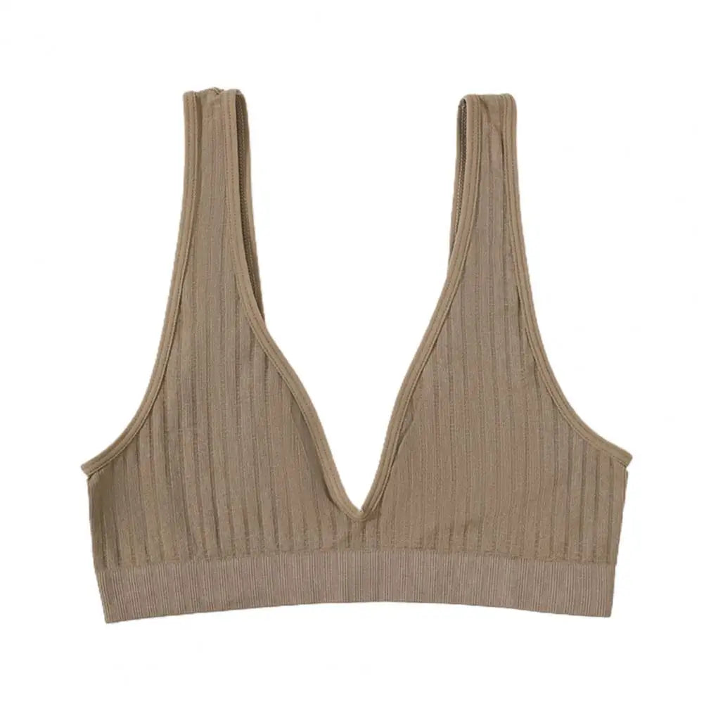 Sexy Seamless Sport Bra Bra Wire Free Rib Brassiere Women's Plunge Bralette Underwear Top Female Comfy Lingerie Small Breasts