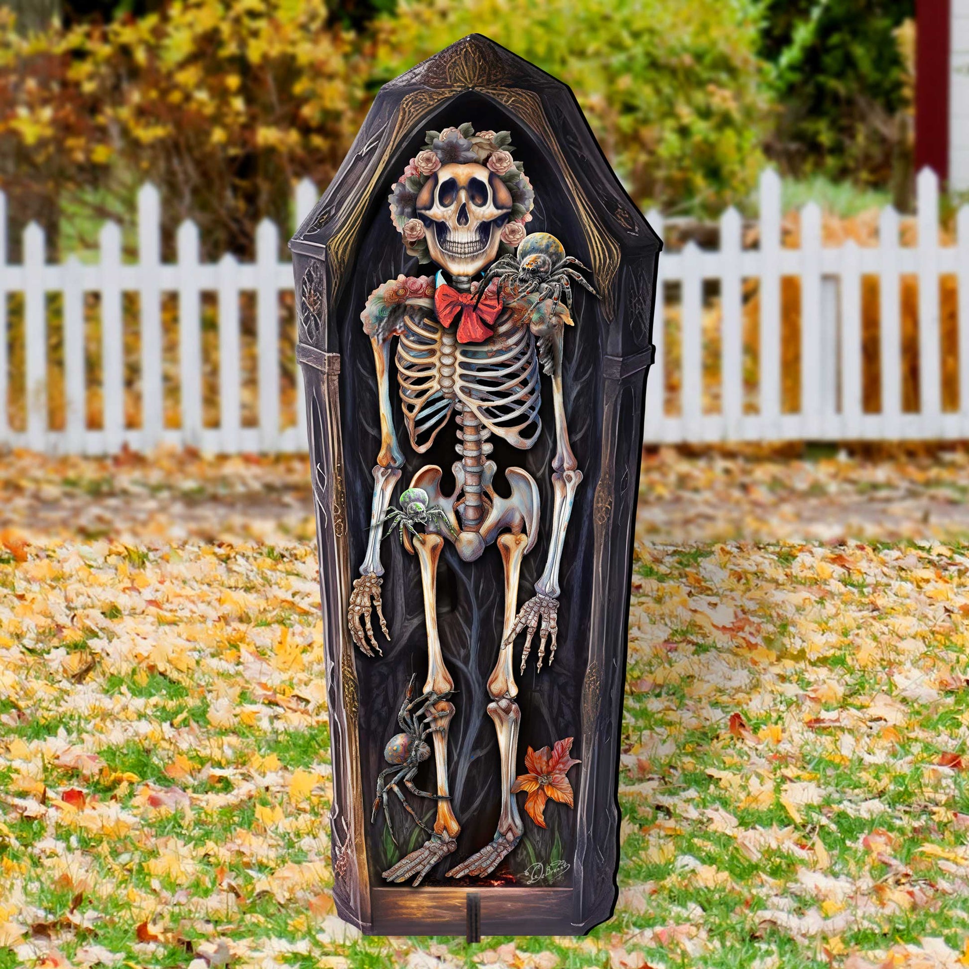 Halloween Skeleton Coffin Freestanding Decor - Halloween Garden Decor by G. Debrekht - Halloween Decor- 8652797F-4
