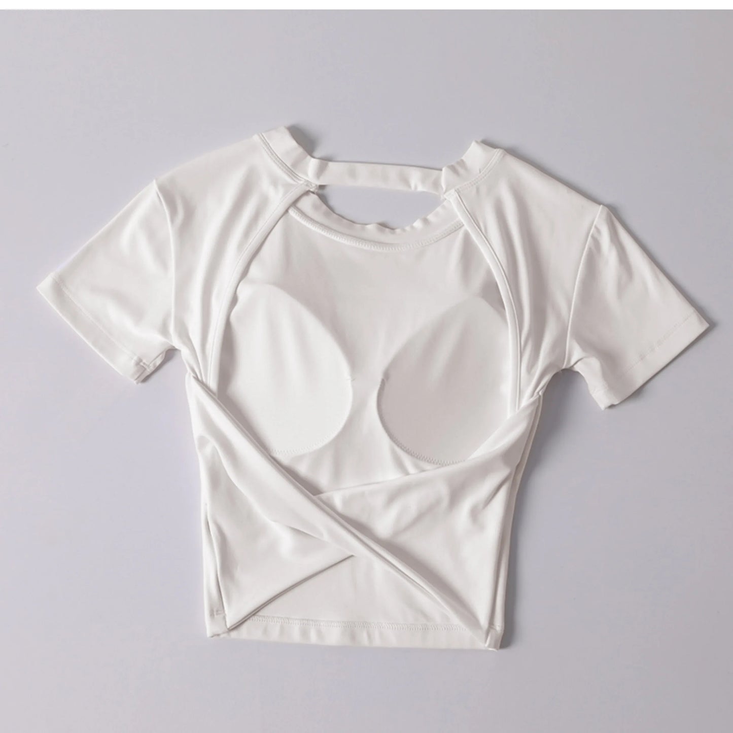 New yoga short sleeve with chest pad sexy back fitness wear yoga top women wear waist slimming sports T-shirt