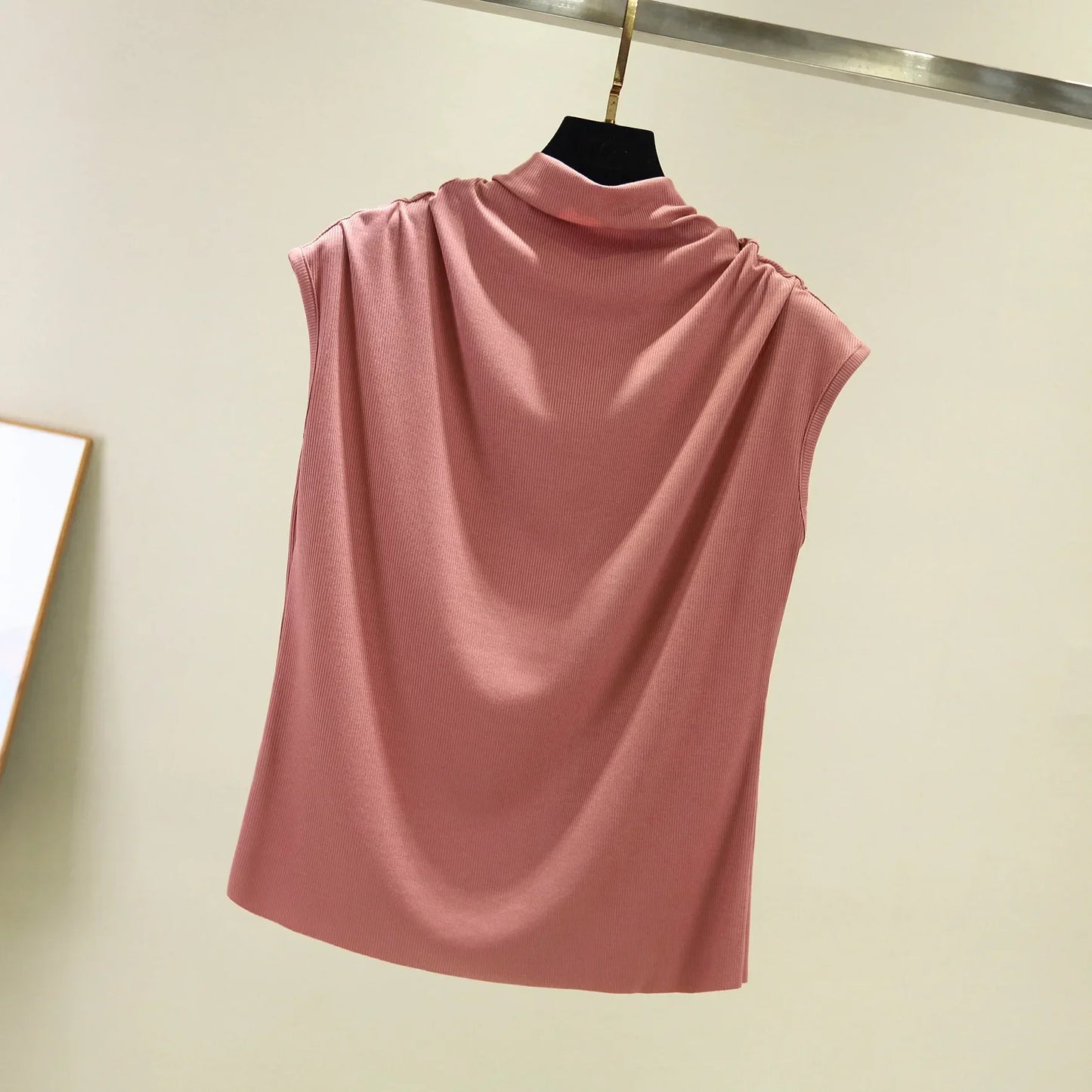 Summer High Collar Undershirt Girls Turtleneck Female Tee Shirt Sleeveless T-shirt Korean Loose Casual Women Tshirt Modal Tops