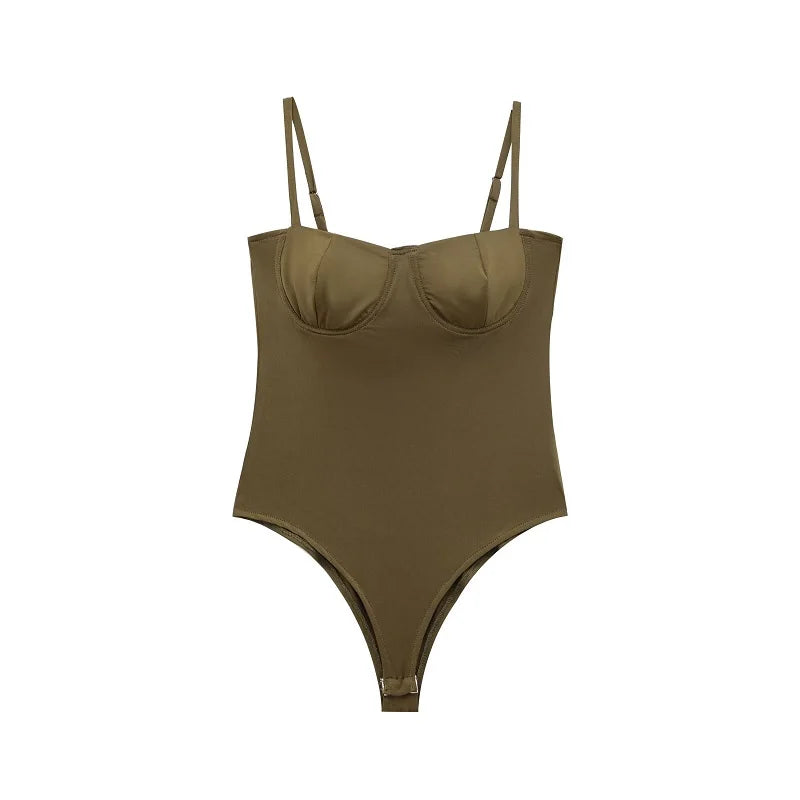 MUJER Sexy Satin Bodysuit Women Backless Bustier Top Women Sexy Outfits Lingerie Bodys for Women Sleeveless Women's Top Bodysuit